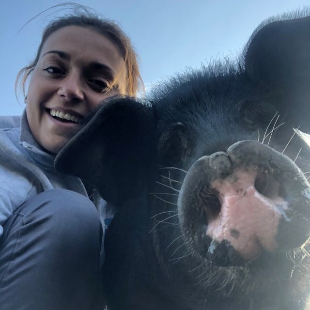 une femme et un cochon